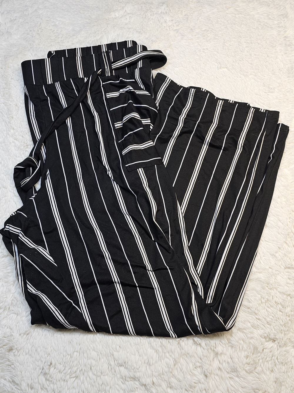 Mauriced Black and White Vertical Stripe Wide-Leg Pants Plus 2